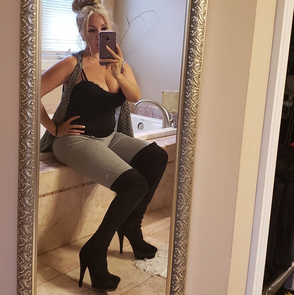 Black SEXY Faux SUEDE thigh high STILETTO BOOTS